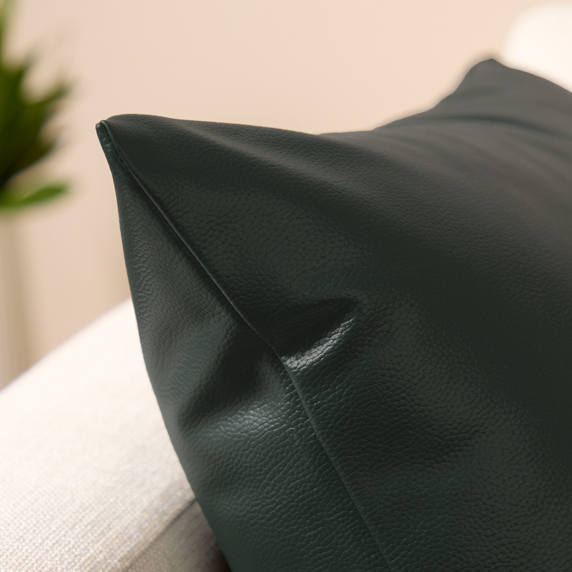 PVC Leather Green Cushion Cover (Pack of 2)