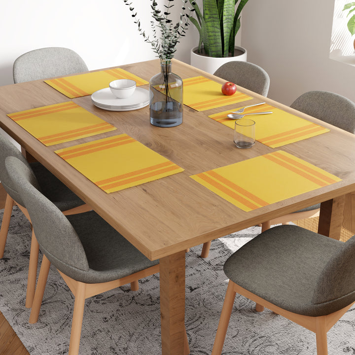 Ribbed Cotton Ladder Lemon Placemat (Pack of 6)