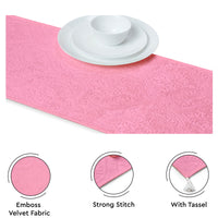 Embossed Velvet Pink Table Runner