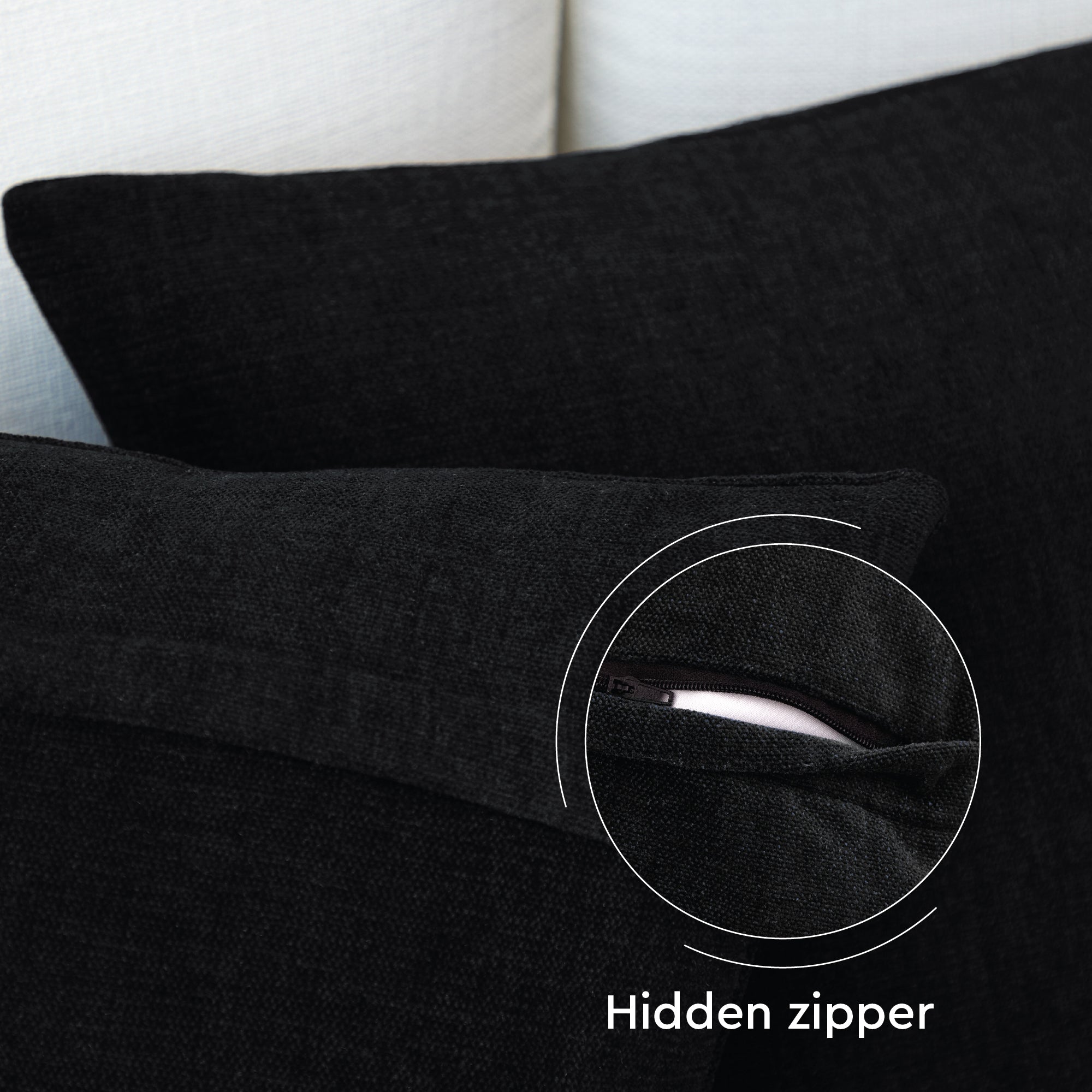 Chenille Black Cushion Cover (Pack of 2)