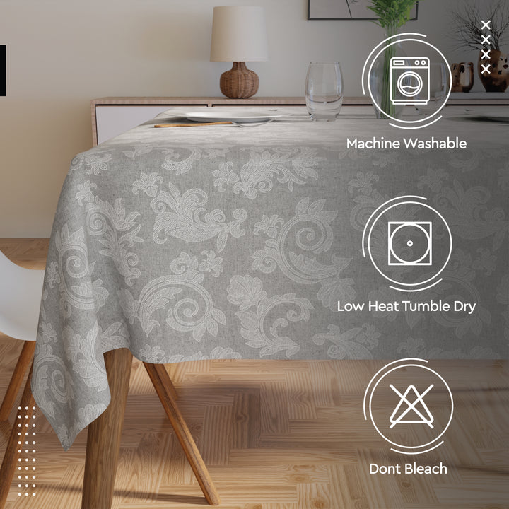 Cotton Grey Table Cloth (Pack of 1)