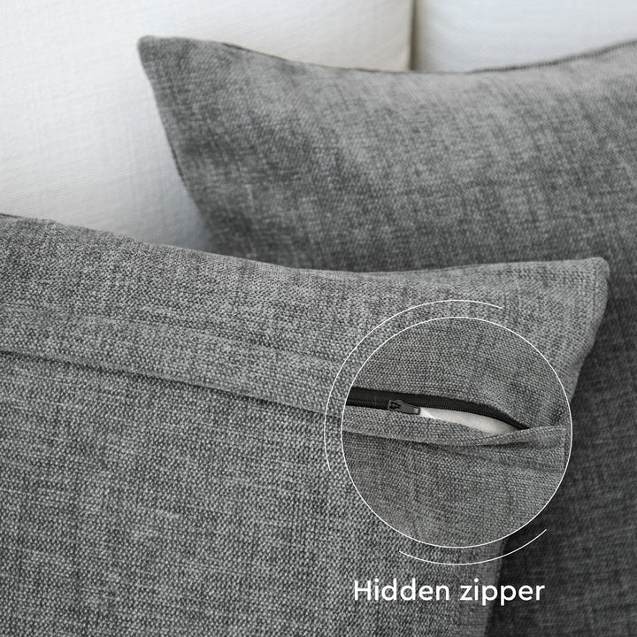 Chenille Solid Grey Cushion Cover (Pack of 1)