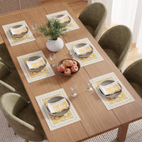 Cotton Canvas Yellow-03 Placemat + Table Napkins