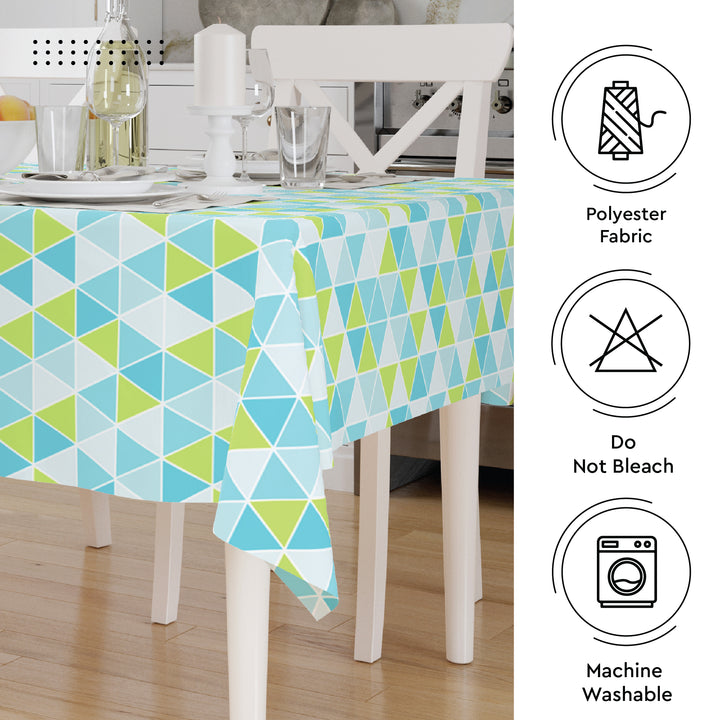 Polyester Big Triangles Aqua Table Cloth (Pack of 1)