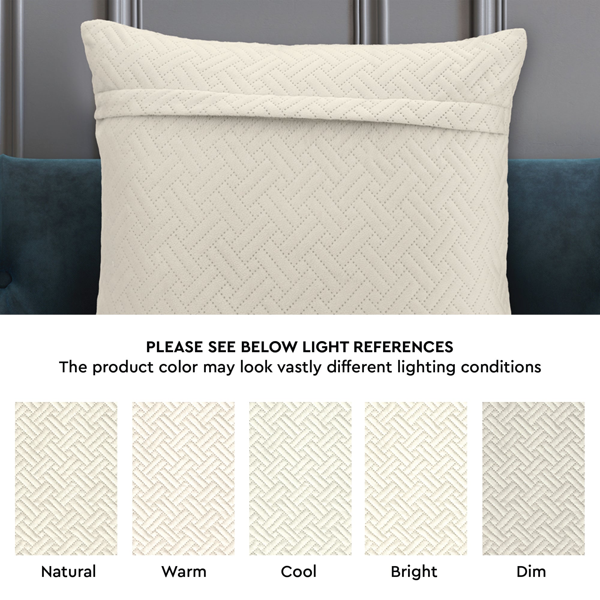 Quilted Velvet Cream Cushion Cover (Pack of 2)