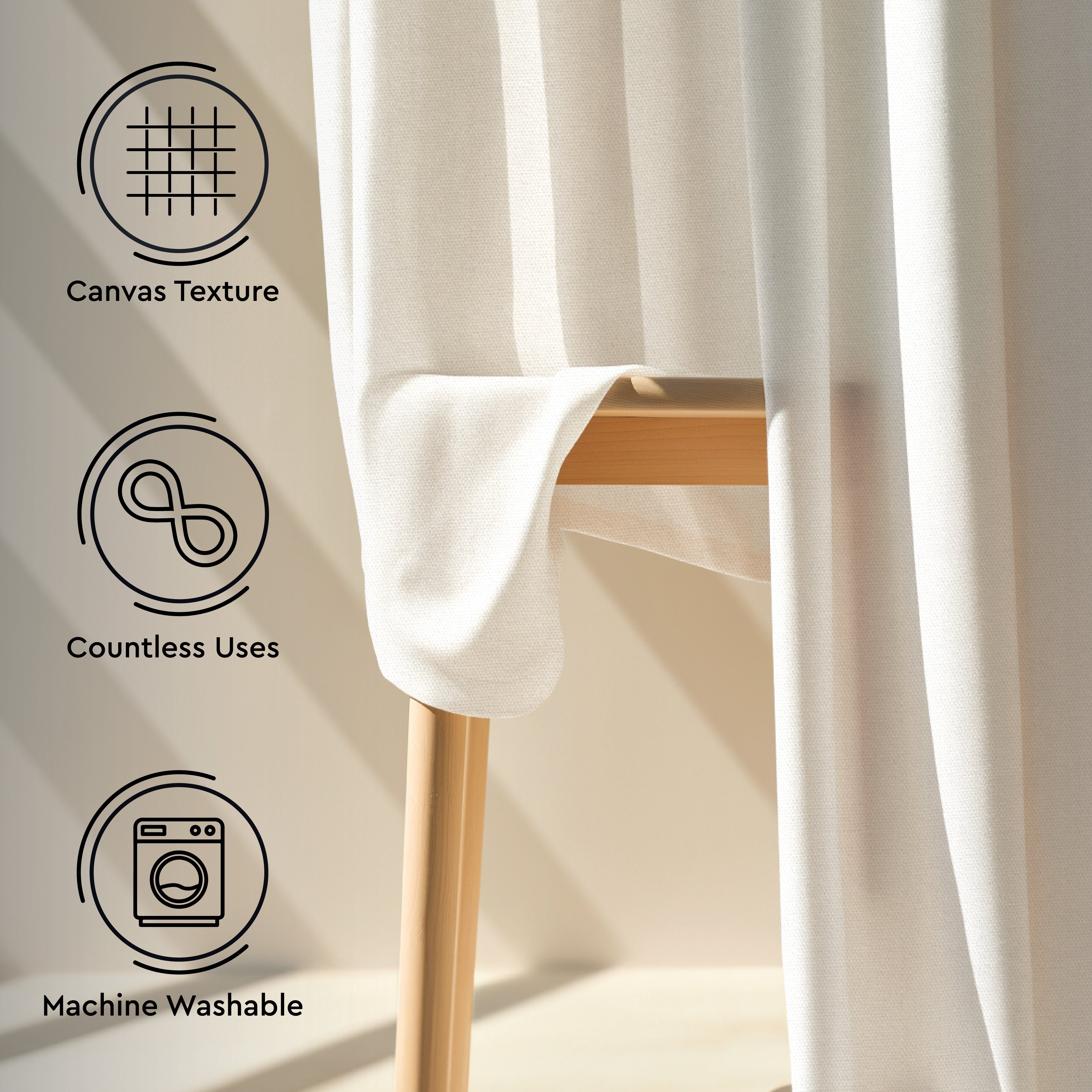 Canvas White Curtain (Pack of 1)