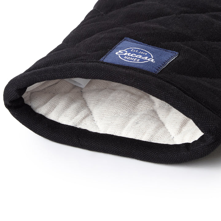Cotton Full Black Oven Gloves (Pack of 2)