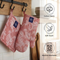 Cotton Floral Red Oven Glove & Pot Holder