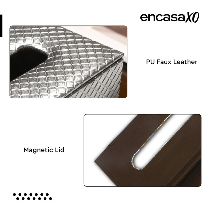 PU Leather Silver + Light Gold Tissue Box (Pack of 2)