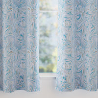Blackout Polyester Marble Turq Curtain (Pack of 2)
