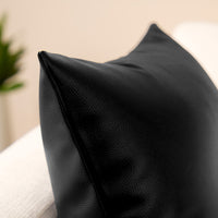 PVC Leather Black Cushion Cover (Pack of 2)