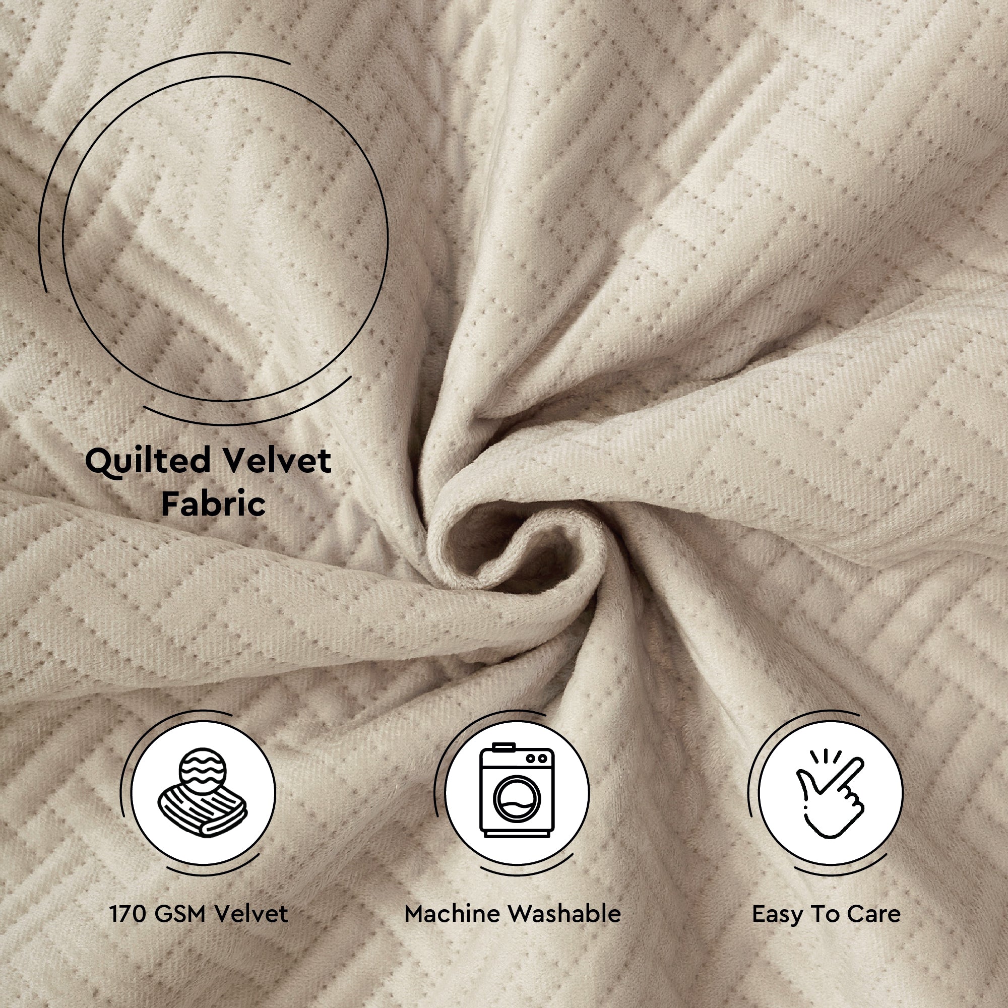 Quilted Velvet Fabric by Meters 54 Inches Wide | 170 GSM | Ideal For Curtain, Cushion, Upholstery, Bags