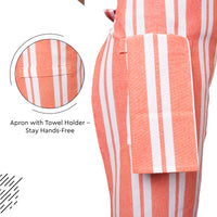 RC Yarn-Dyed Franca Orange Stripes Apron (Pack of 1)