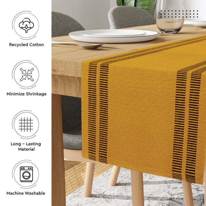 Cotton Ladder Yellow Table Runner+Placemat (Pack of 5)