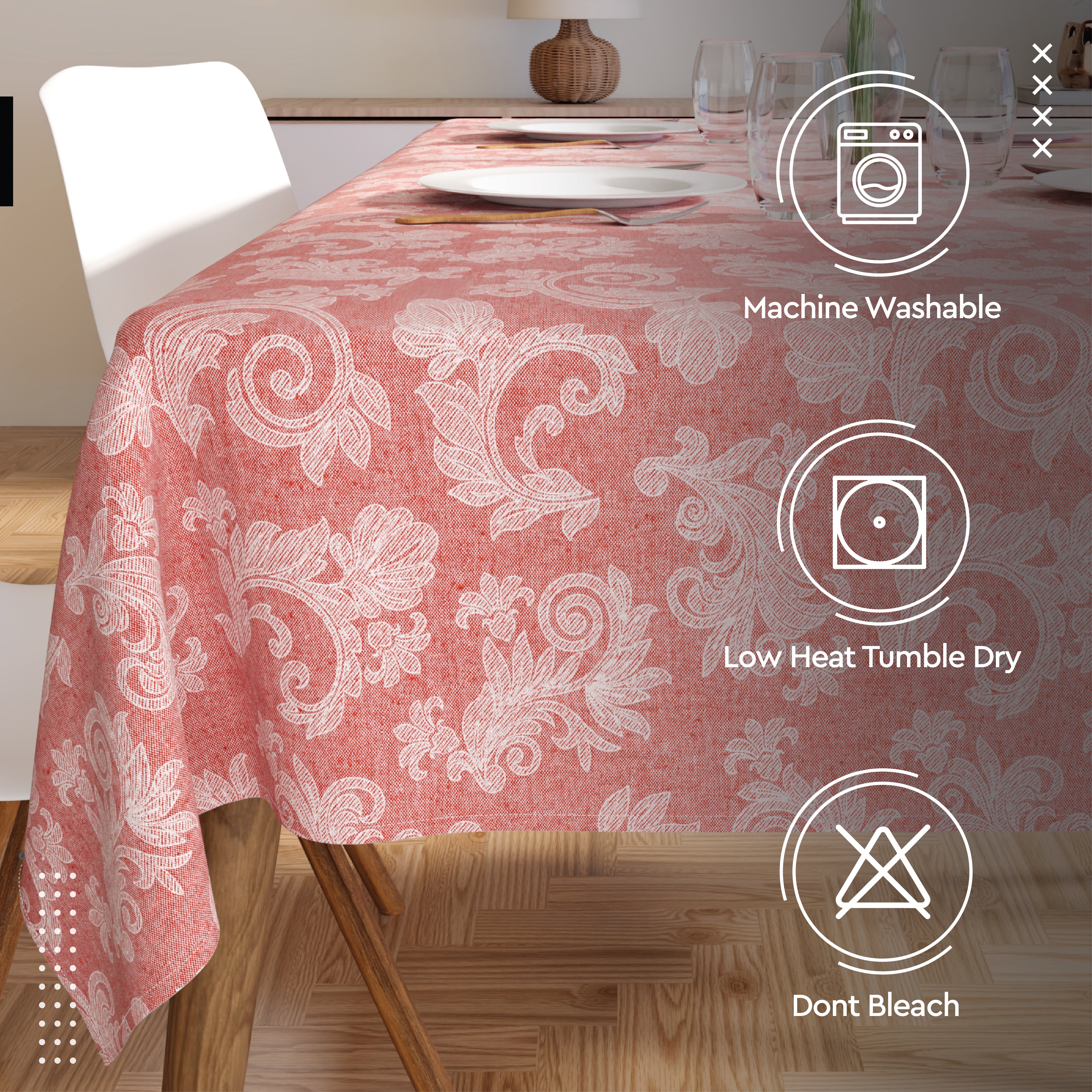 Cotton Red Table Cloth (Pack of 1)