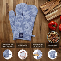 Cotton Blue Oven Gloves (Pack of 2)