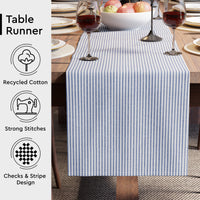 Cotton Ticking Navy Blue Table Runner (Pack of 1)