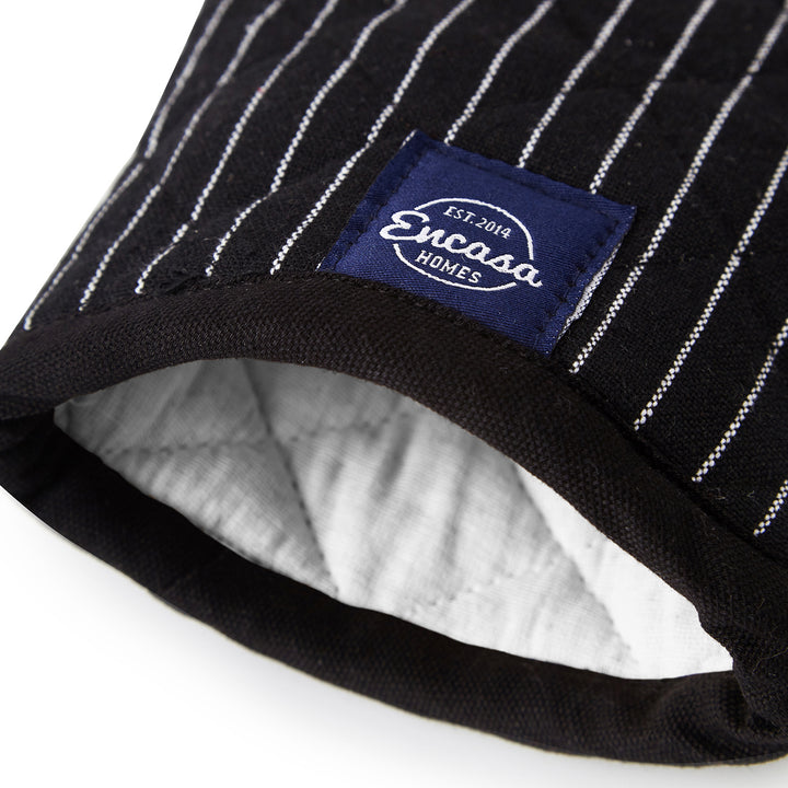 Cotton Butcher Stripes Black Oven Gloves (Pack of 2)
