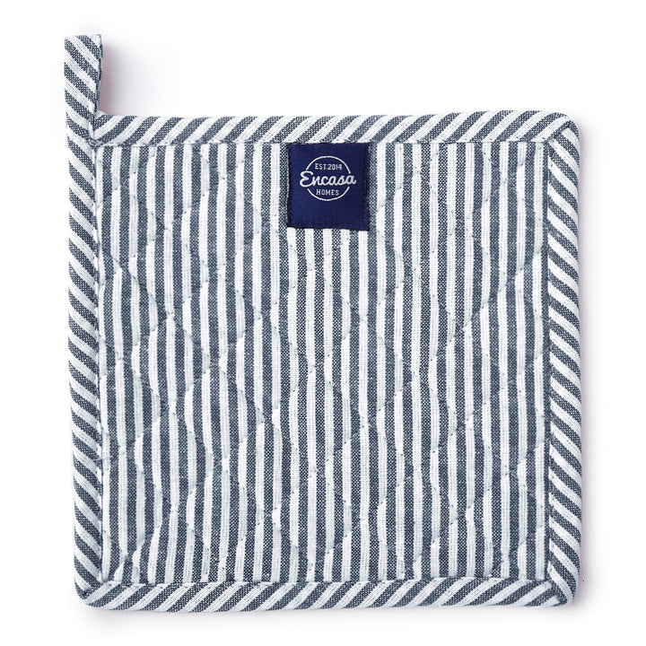 Cotton Ticking Navy Blue Pot Holders (Pack of 2)