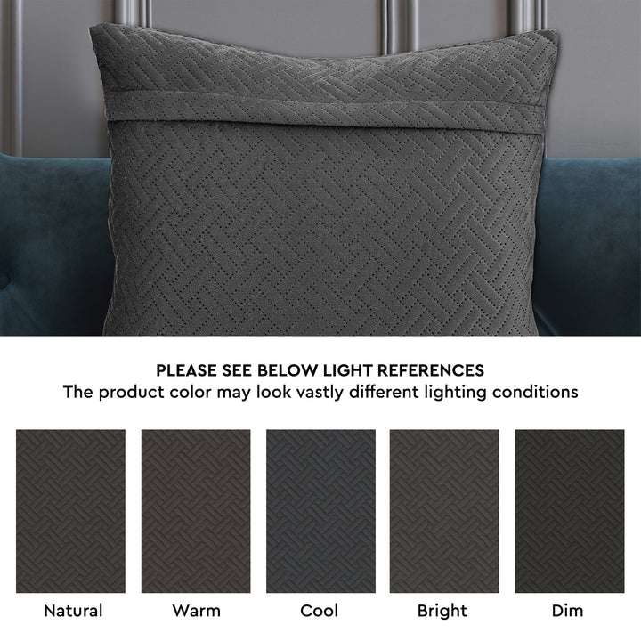 Quilted Velvet Dark Grey Cushion Cover (Pack of 2)