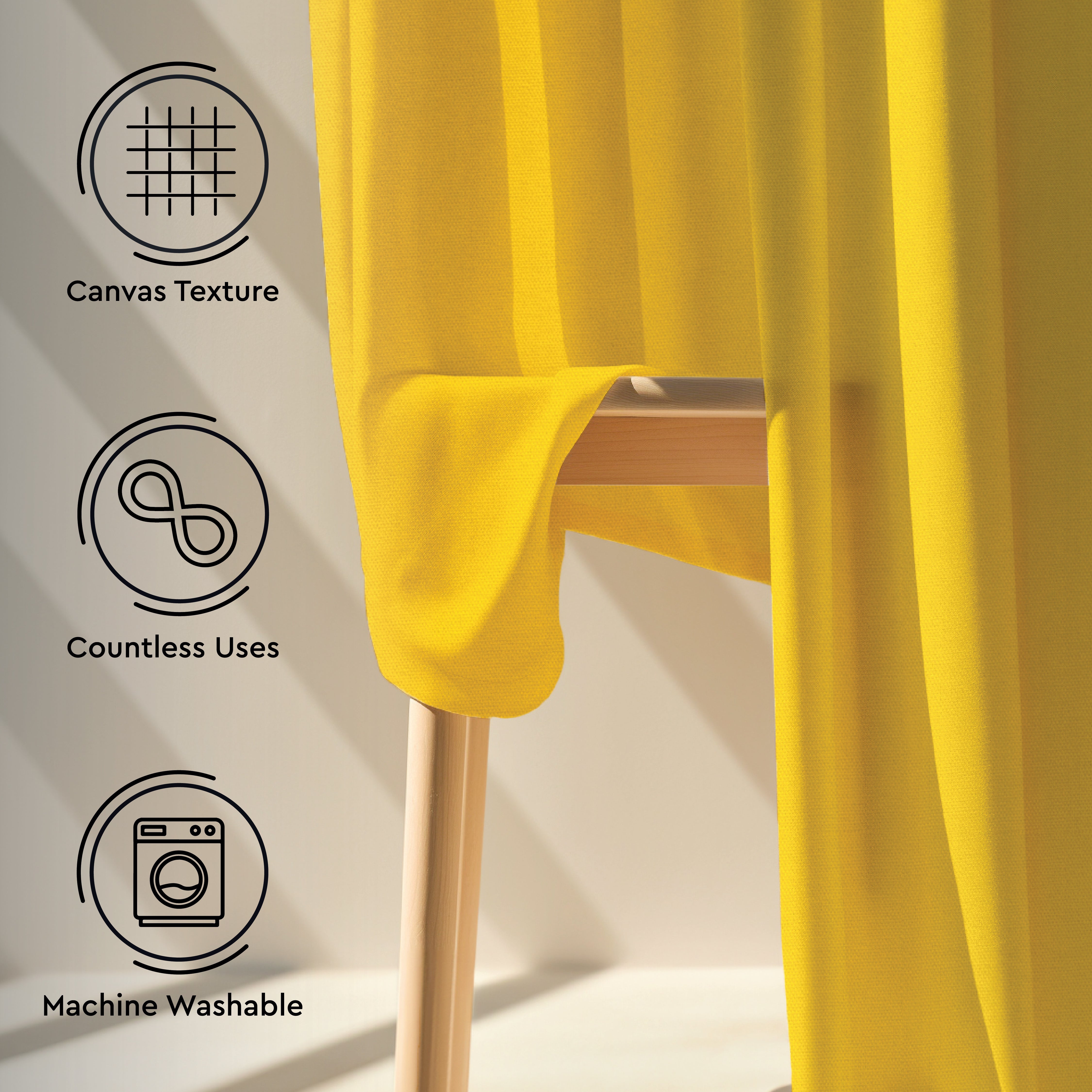 Canvas Sunbeam Yellow Curtain (Pack of 1)