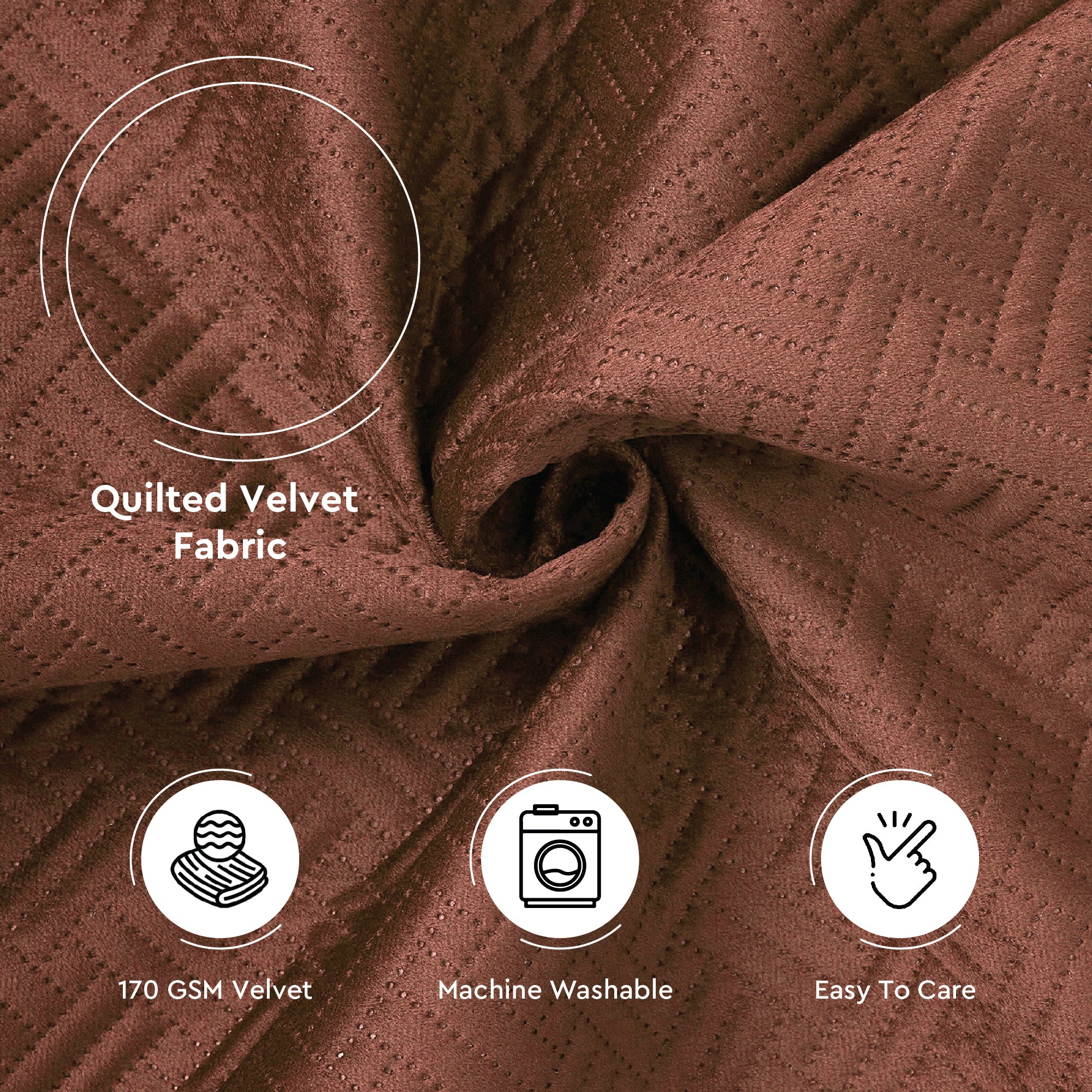 Quilted Velvet Fabric by Meters 54 Inches Wide | 170 GSM | Ideal For Curtain, Cushion, Upholstery, Bags