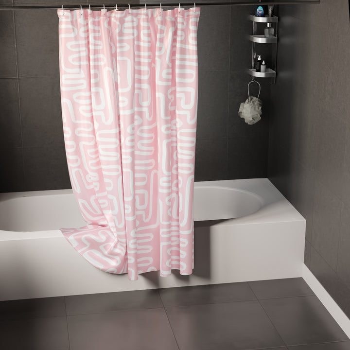 Polyester Boho Maze Pink Shower Curtain (Pack of 1)