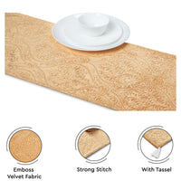 Embossed Velvet Gold Table Runner