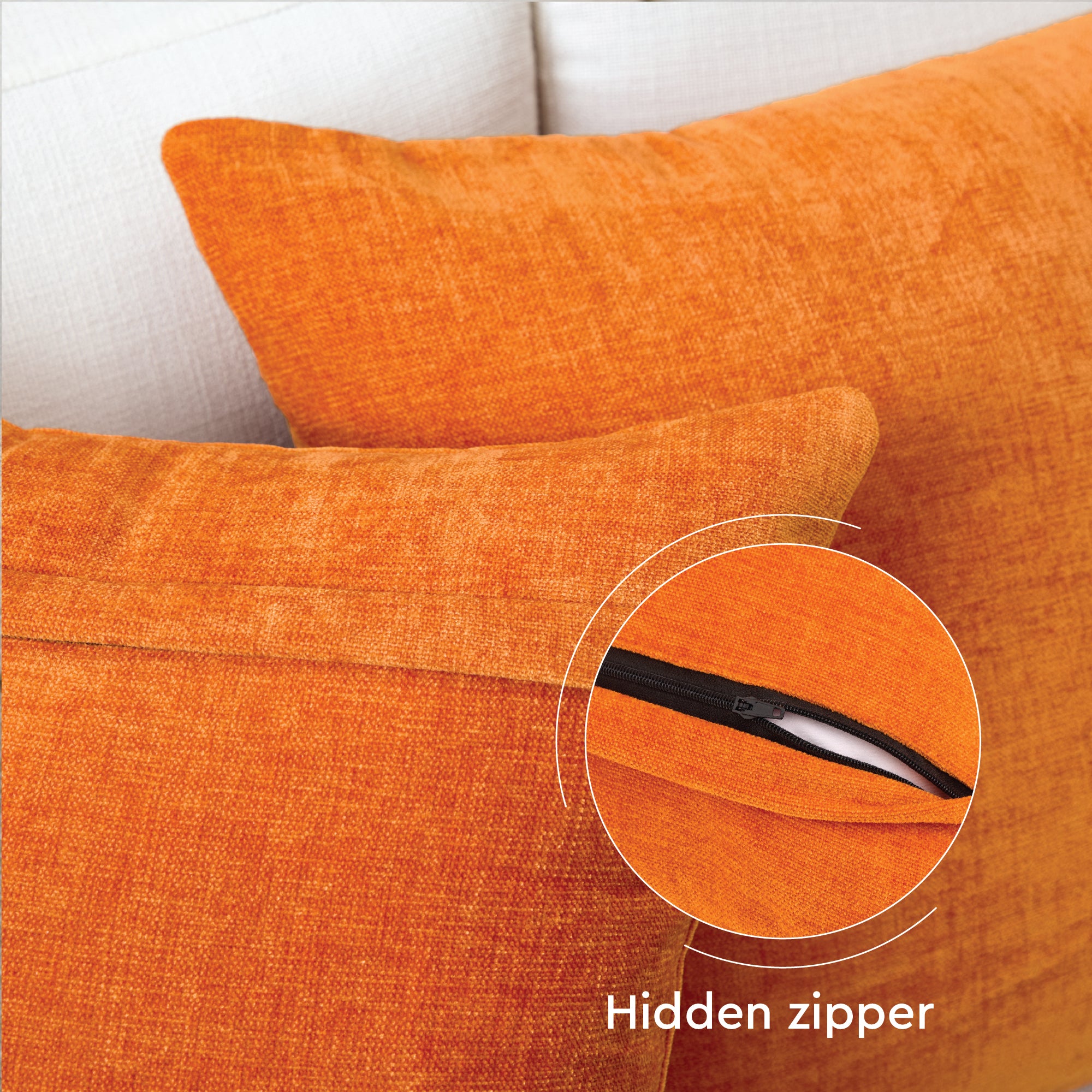 Chenille Orange Cushion Cover (Pack of 2)