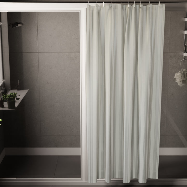 Polyester Stripe Grey Shower Curtain (Pack of 1)