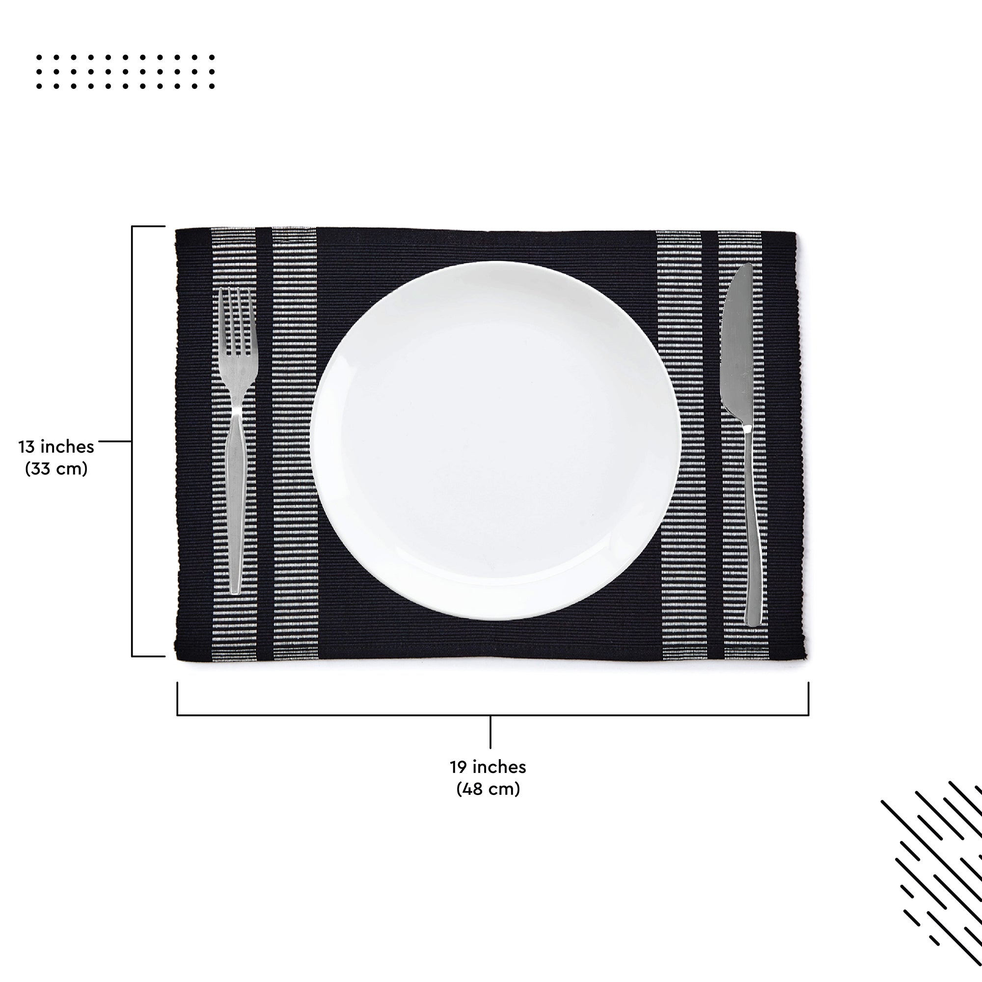 Cotton Ladder Black Placemat (Pack of 6)