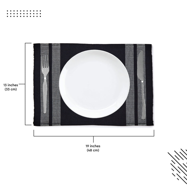 Cotton Ladder Black Placemat (Pack of 6)