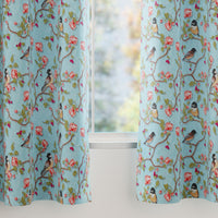Blackout Polyester Sky Blue Birds Curtain (Pack of 2)