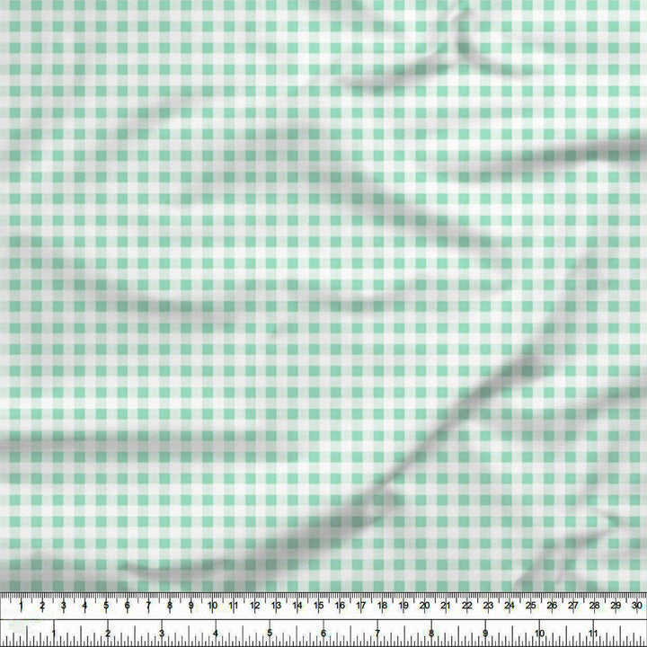 20s Sheeting Light Green Checks Fabric (1 Meter)