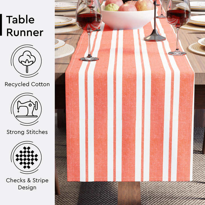 RC Yarn-Dyed Franca Orange Stripes Table Runner (Pack of 1)
