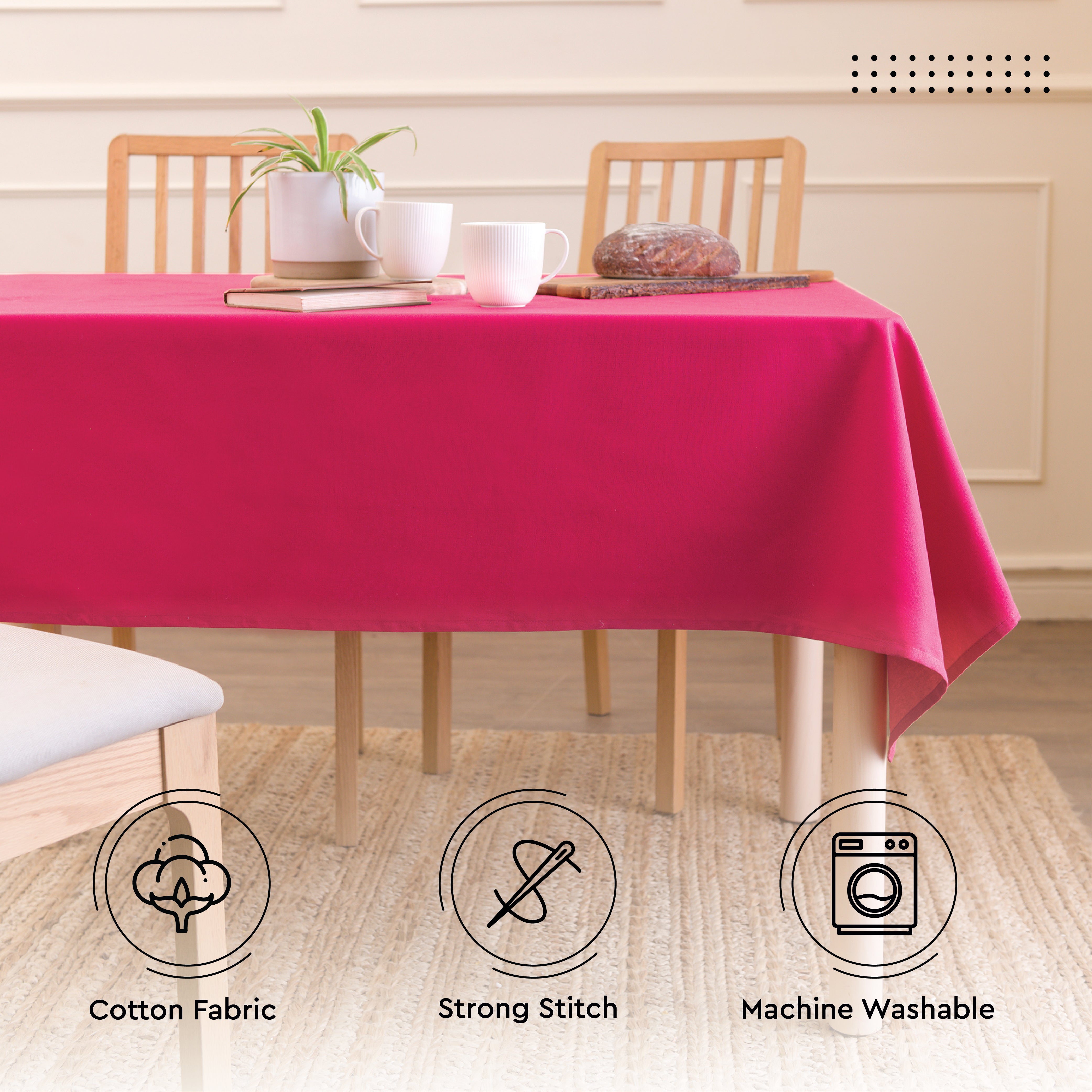 Cotton Hot Pink Table Cloth (Pack of 1)