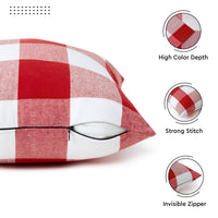 Cotton Buffalo Red Checks Cushion Cover (Pack of 2)