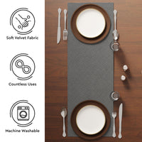 Quilted Velvet Dark Grey Table Runner