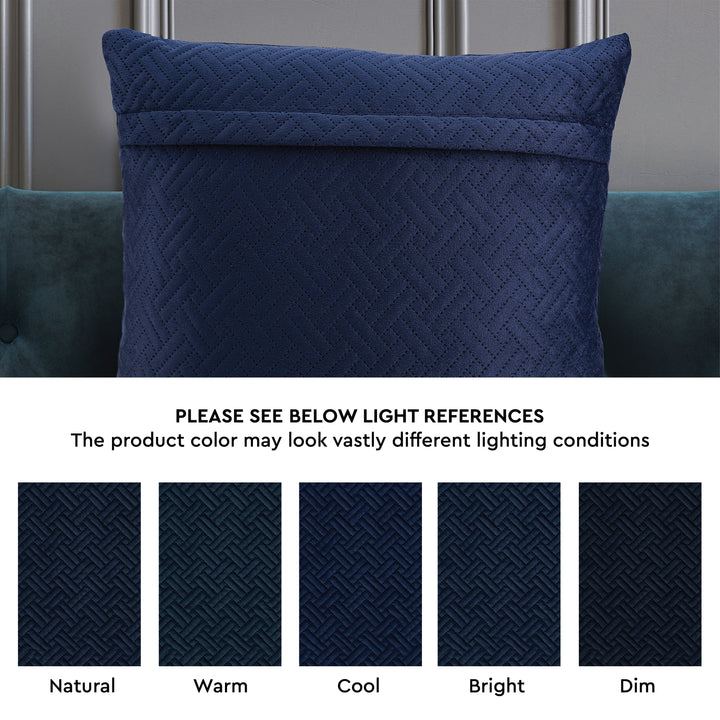 Quilted Velvet Navy Blue Cushion Cover (Pack of 2)