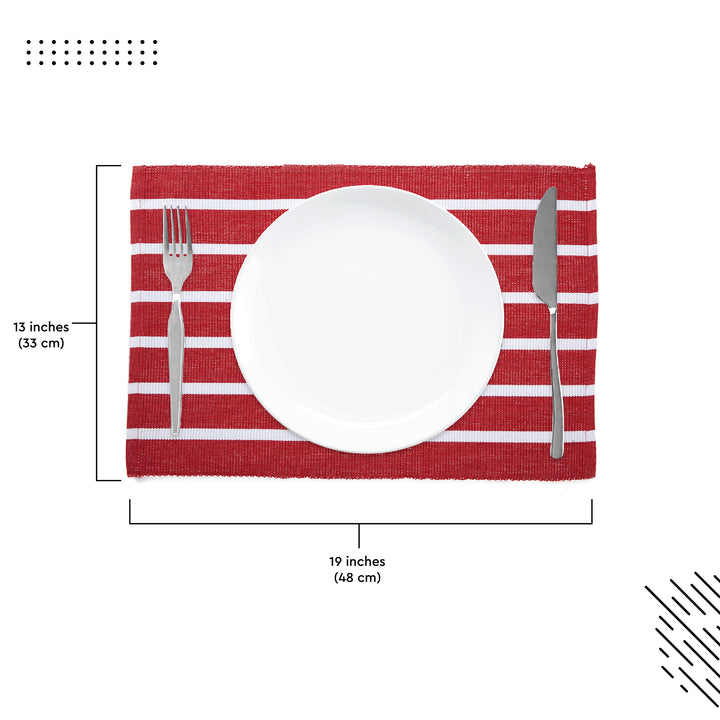 Cotton Roma Red Stripes Placemat (Pack of 6)