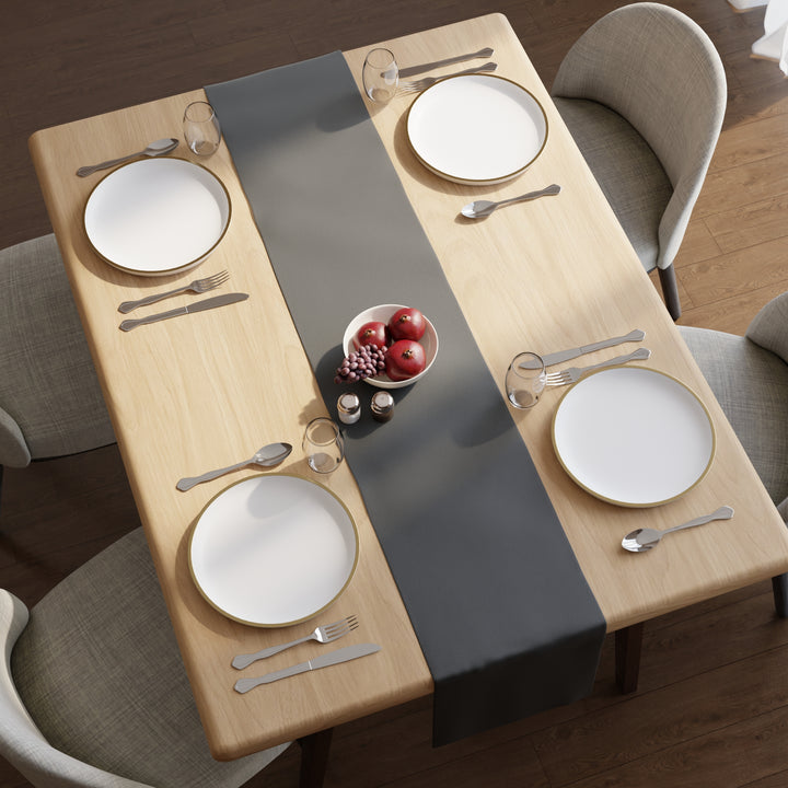 PVC Leather Dark Grey Table Runner