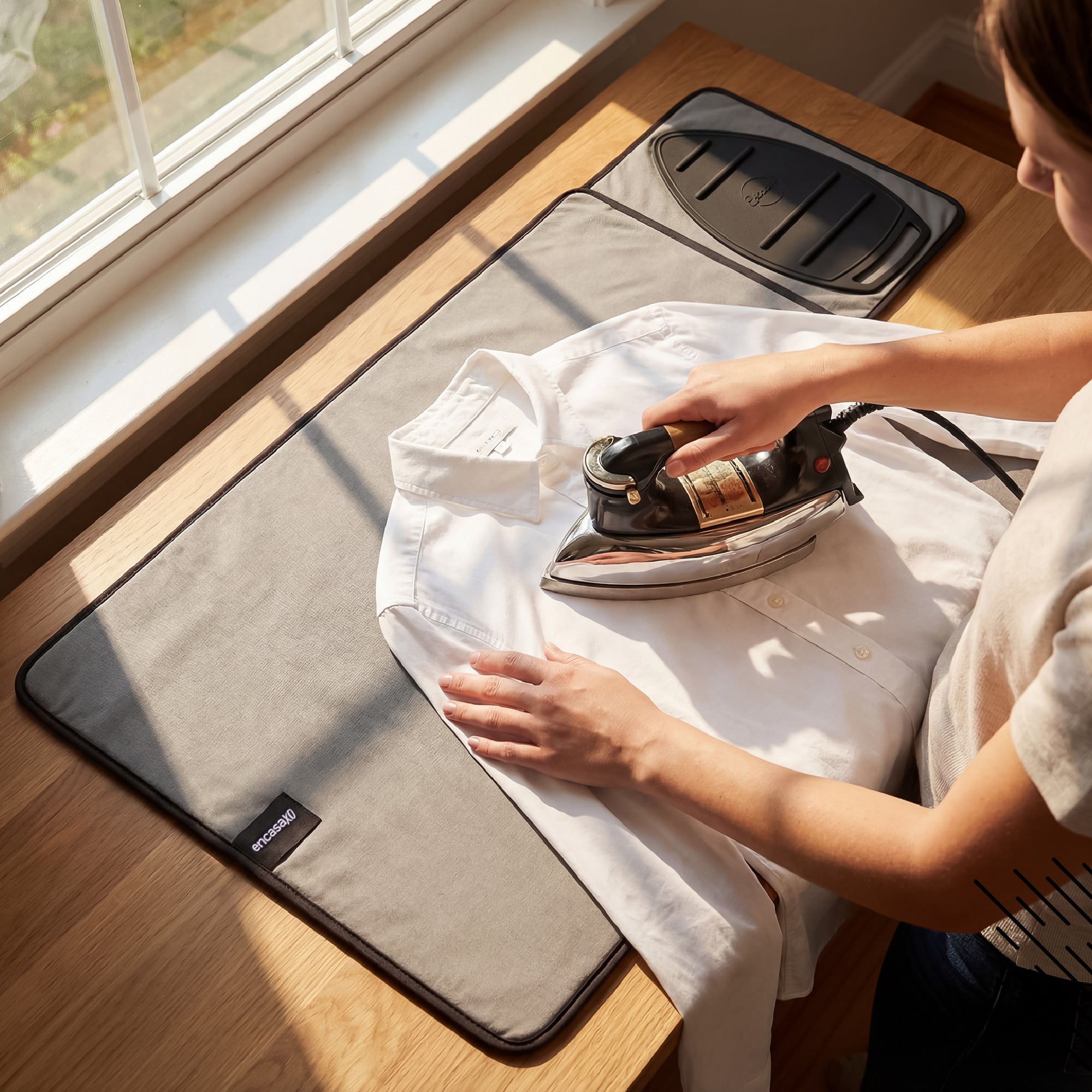Cotton Beige Luxury Anti-Slip & Table Protector Ironing Mat (Pack of 1)