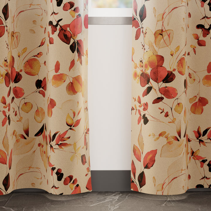 Blackout Polyester L1 Orange Curtain (Pack of 2)