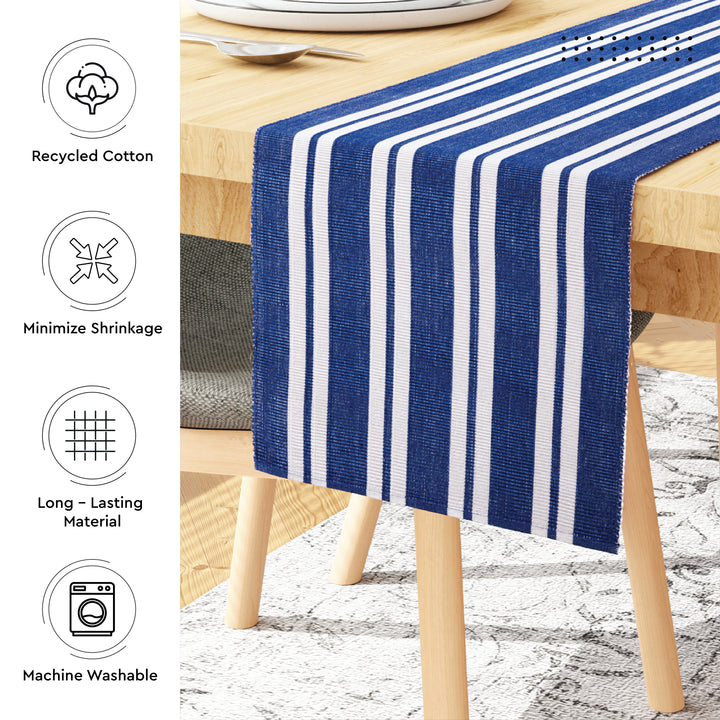 Cotton Franca Blue Table Runner+Placemat (Pack of 5)