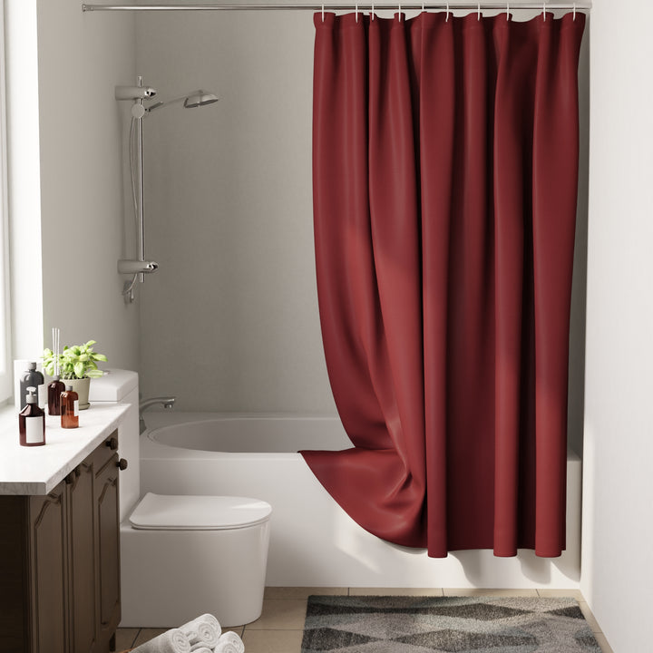 Polyester Maroon Shower Curtain (Pack of 1)