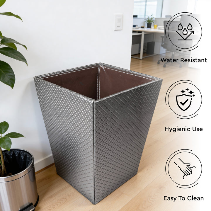 PU-Leather Grey Leather Dustbin