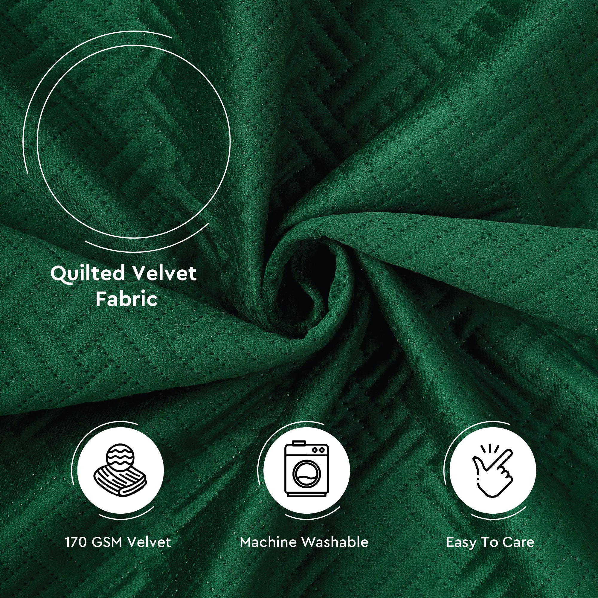 Quilted Velvet Fabric by Meters 54 Inches Wide | 170 GSM | Ideal For Curtain, Cushion, Upholstery, Bags