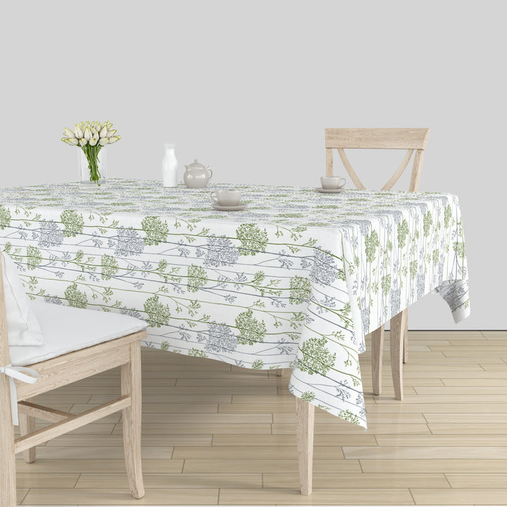 Polyester Green Branches Table Cloth (Pack of 1)