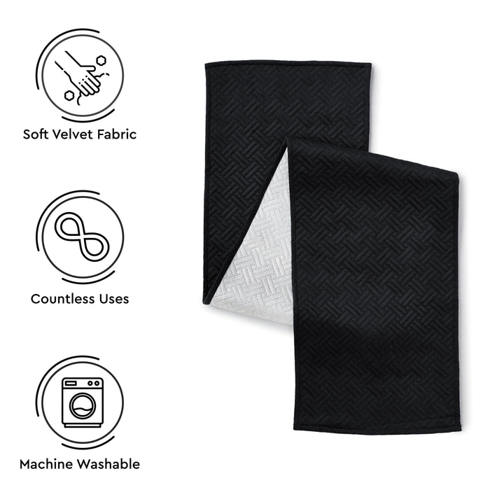 Quilted Velvet Black Table Runner