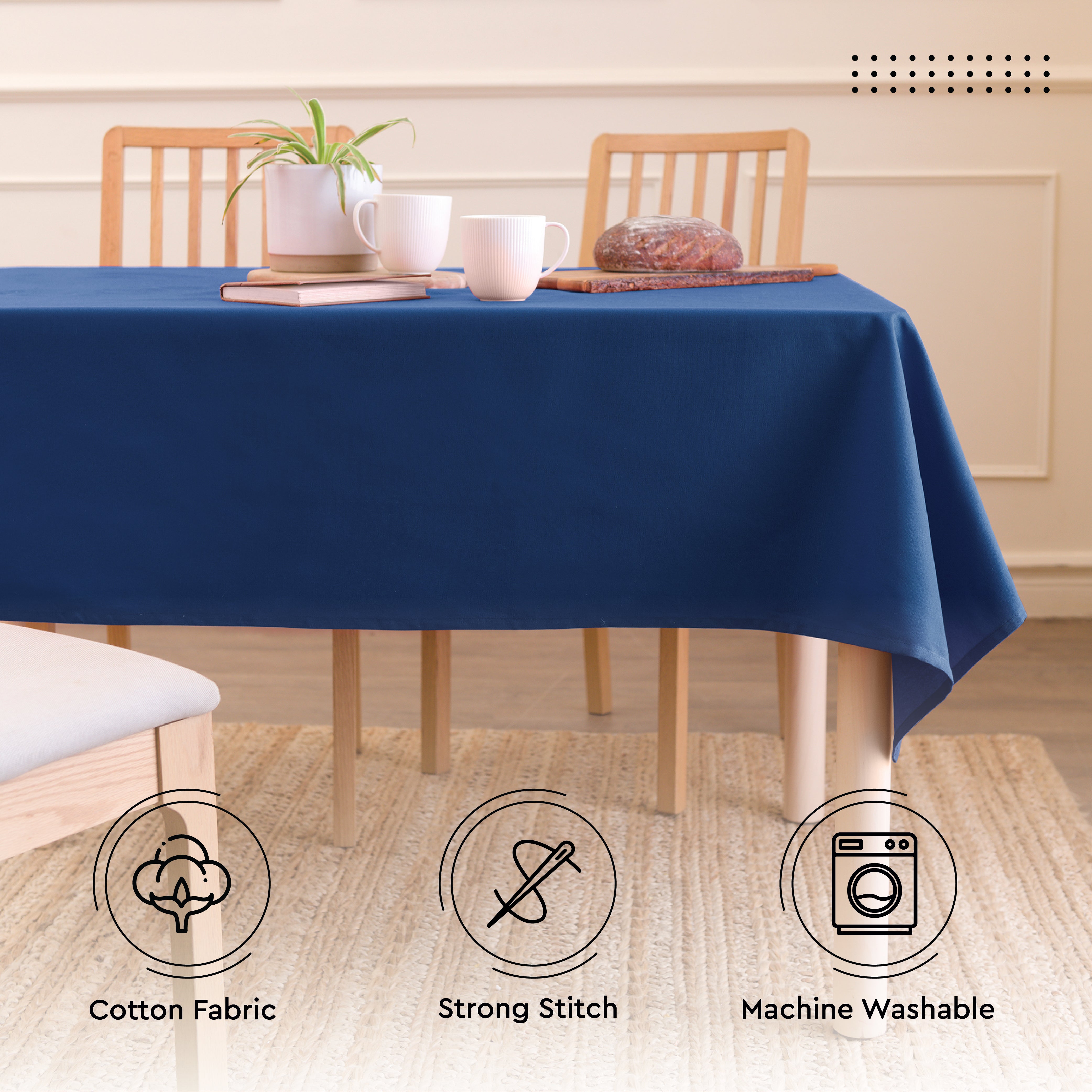 Cotton Cobalt Table Cloth (Pack of 1)
